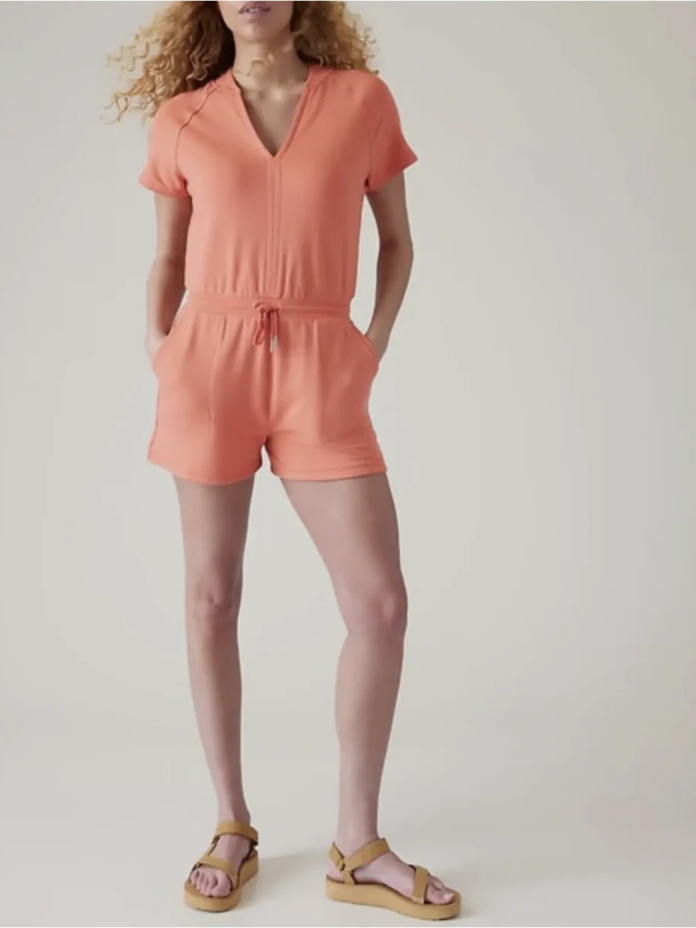 ATHLETA SOFT PERSIMMON SHORT SLEEVE BALANCE ROMPER Size MP